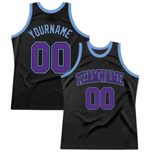 Load image into Gallery viewer, Custom Black Purple-Light Blue Authentic Throwback Basketball Jersey