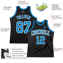 Load image into Gallery viewer, Custom Black Blue-White Authentic Throwback Basketball Jersey