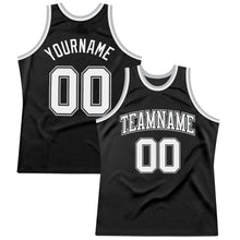 Load image into Gallery viewer, Custom Black White-Gray Authentic Throwback Basketball Jersey