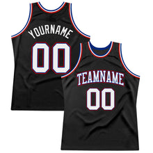 Load image into Gallery viewer, Custom Black White Royal-Red Authentic Throwback Basketball Jersey