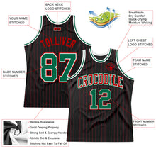 Load image into Gallery viewer, Custom Black Red Pinstripe Kelly Green-Red Authentic Basketball Jersey