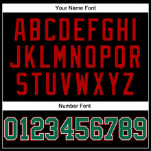 Load image into Gallery viewer, Custom Black Red Pinstripe Kelly Green-Red Authentic Basketball Jersey