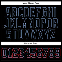 Load image into Gallery viewer, Custom Black Red Pinstripe Black Light Blue-Red Authentic Basketball Jersey