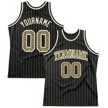 Load image into Gallery viewer, Custom Black Cream Pinstripe Camo-Cream Authentic Basketball Jersey