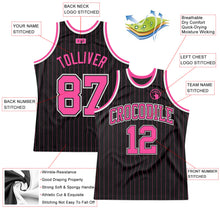 Load image into Gallery viewer, Custom Black Pink Pinstripe Pink-Black Authentic Basketball Jersey