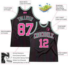 Load image into Gallery viewer, Custom Black Pink Pinstripe Pink-Kelly Green Authentic Basketball Jersey