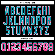 Load image into Gallery viewer, Custom Black Pink Pinstripe Pink-Teal Authentic Basketball Jersey