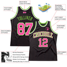 Load image into Gallery viewer, Custom Black Pink Pinstripe Pink-Neon Green Authentic Basketball Jersey