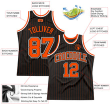 Load image into Gallery viewer, Custom Black Orange Pinstripe Orange-Black Authentic Basketball Jersey