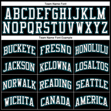 Load image into Gallery viewer, Custom Black Teal Pinstripe White Black-Teal Authentic Basketball Jersey