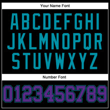 Load image into Gallery viewer, Custom Black Teal Pinstripe Purple-Teal Authentic Basketball Jersey