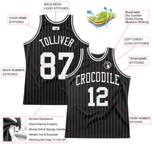 Load image into Gallery viewer, Custom Black White Pinstripe White Authentic Basketball Jersey