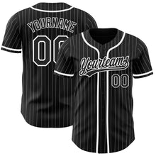 Load image into Gallery viewer, Custom Black White Pinstripe Black Authentic Baseball Jersey