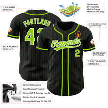 Load image into Gallery viewer, Custom Black Neon Green Pinstripe Neon Green Authentic Baseball Jersey