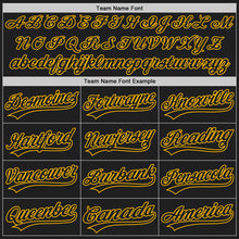 Load image into Gallery viewer, Custom Black Gold Pinstripe Black Authentic Baseball Jersey