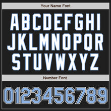 Load image into Gallery viewer, Custom Black Light Blue Pinstripe Light Blue-White Authentic Baseball Jersey