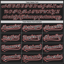 Load image into Gallery viewer, Custom Black Red Pinstripe Black Authentic Baseball Jersey