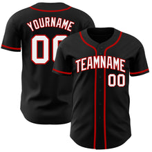Load image into Gallery viewer, Custom Black White-Red Authentic Baseball Jersey