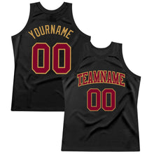 Load image into Gallery viewer, Custom Black Maroon-Old Gold Authentic Throwback Basketball Jersey