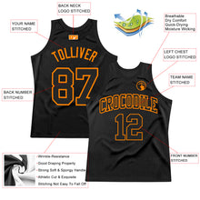 Load image into Gallery viewer, Custom Black Bay Orange Authentic Throwback Basketball Jersey