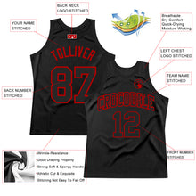 Load image into Gallery viewer, Custom Black Red Authentic Throwback Basketball Jersey