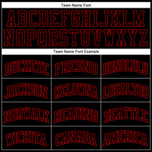 Load image into Gallery viewer, Custom Black Red Authentic Throwback Basketball Jersey