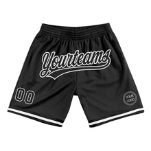 Load image into Gallery viewer, Custom Black White Authentic Throwback Basketball Shorts