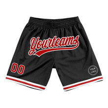 Load image into Gallery viewer, Custom Black Red-White Authentic Throwback Basketball Shorts