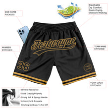 Load image into Gallery viewer, Custom Black Old Gold Authentic Throwback Basketball Shorts