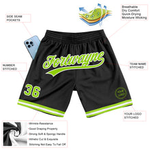 Load image into Gallery viewer, Custom Black Neon Green-White Authentic Throwback Basketball Shorts