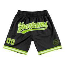 Load image into Gallery viewer, Custom Black Neon Green-White Authentic Throwback Basketball Shorts