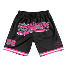 Load image into Gallery viewer, Custom Black Pink-White Authentic Throwback Basketball Shorts