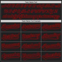 Load image into Gallery viewer, Custom Black Red Pinstripe Black Authentic Baseball Jersey