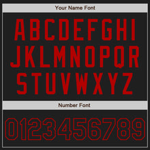 Load image into Gallery viewer, Custom Black Red Pinstripe Black Authentic Baseball Jersey