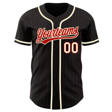 Load image into Gallery viewer, Custom Black Red Pinstripe Red-Cream Authentic Baseball Jersey