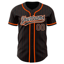 Load image into Gallery viewer, Custom Black Orange Pinstripe Black-White Authentic Baseball Jersey
