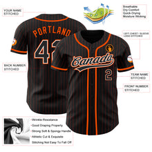 Load image into Gallery viewer, Custom Black Orange Pinstripe Black-White Authentic Baseball Jersey