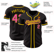 Load image into Gallery viewer, Custom Black Pink Pinstripe Pink-Yellow Authentic Baseball Jersey