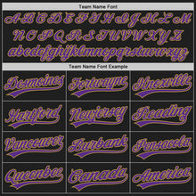 Load image into Gallery viewer, Custom Black Old Gold Pinstripe Old Gold-Purple Authentic Baseball Jersey