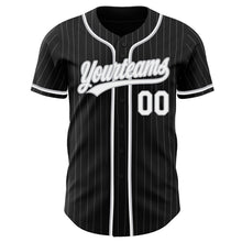 Load image into Gallery viewer, Custom Black Gray Pinstripe White Authentic Baseball Jersey