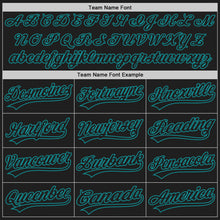 Load image into Gallery viewer, Custom Black Teal Pinstripe Black Authentic Baseball Jersey
