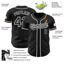 Load image into Gallery viewer, Custom Black White Pinstripe Black-Gray Authentic Baseball Jersey