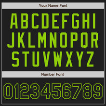 Load image into Gallery viewer, Custom Black White Pinstripe Black-Neon Green Authentic Baseball Jersey