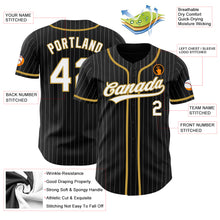 Load image into Gallery viewer, Custom Black White Pinstripe White-Old Gold Authentic Baseball Jersey