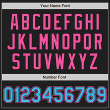 Load image into Gallery viewer, Custom Black White Pinstripe Sky Blue-Pink Authentic Baseball Jersey