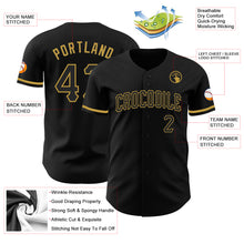 Load image into Gallery viewer, Custom Black Old Gold Authentic Baseball Jersey