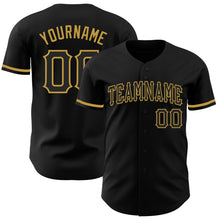Load image into Gallery viewer, Custom Black Old Gold Authentic Baseball Jersey