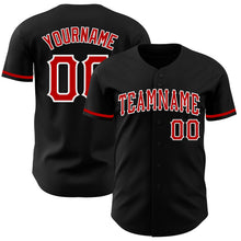 Load image into Gallery viewer, Custom Black Red-White Authentic Baseball Jersey