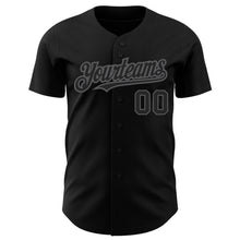 Load image into Gallery viewer, Custom Black Steel Gray Authentic Baseball Jersey