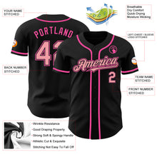 Load image into Gallery viewer, Custom Black Medium Pink-Pink Authentic Baseball Jersey